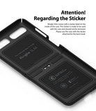Galaxy Z Flip Case | Folio Signature Black - Interior of a black phone case showing adhesive stickers with instructions.