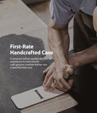 Galaxy Z Flip Case | Folio Signature Black - Artisan hands using a tool to cut a leather pattern for a folio case.