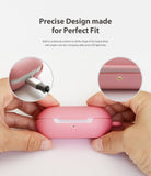 Galaxy Buds / Galaxy Buds+ Case - Pink - Hands holding a pink case with charging cable and LED light cutouts shown in insets.