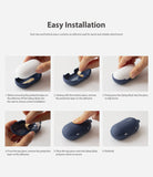 Galaxy Buds / Galaxy Buds+ Case - Pink - Six-step infographic showing how to install a protective case onto Galaxy Buds.
