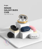 Galaxy Buds / Galaxy Buds+ Case - Pink - Multiple colorful TPU protective cases for Galaxy Buds displayed on white blocks.