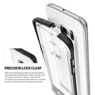 Galaxy S7 Edge Case | Frame - A black bumper frame locking onto a clear Galaxy S7 Edge phone case with a precision top clasp.