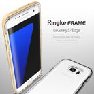 Galaxy S7 Edge Case | Frame - Gold and clear Ringke frame case on a Samsung Galaxy S7 Edge smartphone.