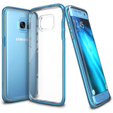 Galaxy S7 Edge Case | Frame - Ocean blue protective case shown on a Samsung Galaxy S7 Edge from front, back, and side.
