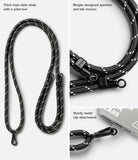Holder Link Strap | Clear - Black rope-style lanyard with Ringke branding, metal aperture, and sturdy clip for phone attachment.