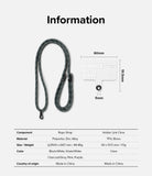 Holder Link Strap | Clear - Charcoal rope strap and clear phone tether tab with dimensions and material specifications.