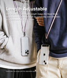 Holder Link Strap | Clear - Two people wearing adjustable purple phone rope straps with clear phone cases over hoodies.