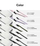 Holder Link Strap | Clear - Five clear phone cases with various colored rope straps labeled by color on a white background.