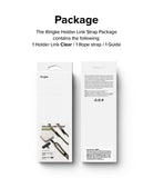 Holder Link Strap | Clear - Front and back view of the Ringke Holder Link Strap product packaging with text details.