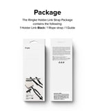 Holder Link Strap | Black - Front and back view of the Ringke product packaging listing contents and specifications.