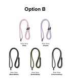Holder Link Strap | Tarpaulin Neon Green - Five rope straps in pink, purple, black/white, khaki/white, and charcoal/gray.