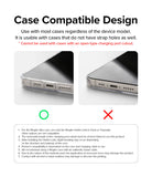 Holder Link Strap | Tarpaulin Red - Comparison of compatible and incompatible phone case charging port cutouts.
