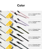 Holder Link Strap | Tarpaulin Yellow - Five phone cases with yellow Handle With Care tags and various colored rope straps.