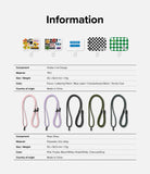 Ringke Strap Holder Link Design - Five patterned strap holders and five colored rope straps with product specifications.