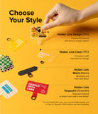 Ringke Strap Holder Link Design - Hand holding a patterned TPU strap link above various colorful phone strap accessories.