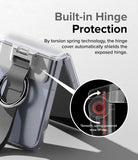 Galaxy Z Flip 6 / 5 / 4 / 3 | Hinge Cover - Close-up of a phone case hinge mechanism with a spring-powered protective cover.