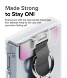 Galaxy Z Flip 6 / 5 / 4 / 3 | Hinge Cover - Clear hinge cover with adhesive tape and a black strap with a metal ring.