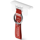 Galaxy Z Flip 7 FE / 6 / 5 / 4 / 3 | Hinge Cover Tarpaulin - Clear hinge cover with a red danger-themed strap and ring.