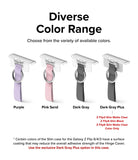 Galaxy Z Flip 6 / 5 / 4 / 3 | Hinge Cover - Four hinge covers with ring straps in purple, pink, dark gray, and dark gray plus.