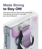 Galaxy Z Flip 6 / 5 / 4 / 3 | Hinge Cover - Clear hinge cover with a purple strap and metal ring attached to a phone case.
