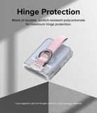 Galaxy Z Flip 6 / 5 / 4 / 3 | Hinge Cover - Clear polycarbonate hinge protector with a pink fabric strap and metal ring.