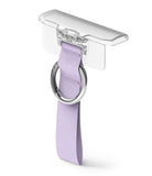 Galaxy Z Flip 6 / 5 / 4 / 3 | Hinge Cover - Clear plastic hinge protector with a lavender fabric strap and silver ring.