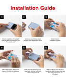 Galaxy Z Flip 7 FE / 6 / 5 / 4 / 3 | Hinge Cover Tarpaulin - Galaxy Z Flip 7 FE / 6 / 5 / 4 / 3 | Six-step visual guide showing how to clean, align, and apply a hinge cover adhesive.