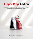 Galaxy Z Flip 7 FE / 6 / 5 / 4 / 3 | Hinge Cover Tarpaulin - Folded phone in clear case with red Danger strap and ring.