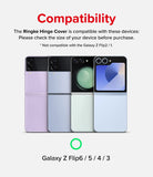 Galaxy Z Flip 7 FE / 6 / 5 / 4 / 3 | Hinge Cover Tarpaulin - Four Galaxy Z Flip phones displayed to show compatibility.
