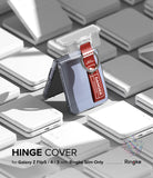 Galaxy Z Flip 7 FE / 6 / 5 / 4 / 3 | Hinge Cover Tarpaulin - A clear hinge cover with a red Danger strap on a phone.