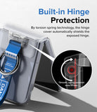 Galaxy Z Flip 7 FE / 6 / 5 / 4 / 3 | Hinge Cover Tarpaulin - Galaxy Z Flip 7 FE / 6 / 5 / 4 / 3 | Clear phone case with a spring-loaded hinge cover and a blue ring strap attachment.