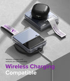 Galaxy Z Flip 7 FE / 6 / 5 / 4 / 3 | Hinge Cover Tarpaulin - Galaxy Z Flip 7 FE / 6 / 5 / 4 / 3 | Two folded Galaxy Z Flip phones with hinge covers on a wireless charging pad.