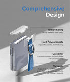 Galaxy Z Flip 7 FE / 6 / 5 / 4 / 3 | Hinge Cover Tarpaulin - Galaxy Z Flip 7 FE / 6 / 5 / 4 / 3 | Exploded view of a phone hinge cover with labels for spring, polycarbonate, and strap.