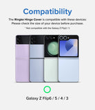 Galaxy Z Flip 7 FE / 6 / 5 / 4 / 3 | Hinge Cover Tarpaulin - Four Galaxy Z Flip phones displayed to show compatibility.