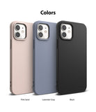 iPhone 12 Mini Case | Air-S - Three iPhone 12 Mini cases in pink sand, lavender gray, and black arranged side-by-side.