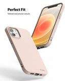iPhone 12 Mini Case | Air-S - Two views of a light pink iPhone 12 Mini case showing precise cutouts and a slim fit.