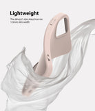 iPhone 12 Mini Case | Air-S - A slim, light pink phone case wrapped in flowing, translucent white fabric.