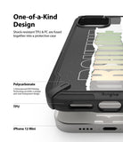 iPhone 12 Mini Case | Fusion-X Design - Close-up of a black protective phone case highlighting its TPU and polycarbonate layers.