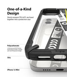 iPhone 12 Mini Case | Fusion-X Design - Close-up of a black, shock-resistant phone case with a clear back and TPU frame.