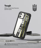 iPhone 12 Mini Case | Fusion-X Design - Black protective phone case with a graphic cassette tape design on a light background.