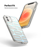 iPhone 12 Mini Case | Fusion Design - Clear phone case with light blue pattern shown from front and back angles.