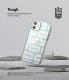 iPhone 12 Mini Case | Fusion Design - Clear phone case with blue and white typography, featuring military-grade drop protection.
