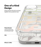 iPhone 12 Mini Case | Fusion Design - Clear phone case with pastel graphic print, highlighting TPU and polycarbonate layers.