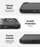 iPhone 12 Mini Case | Onyx Design - Close-ups showing raised bezels, scratch-resistant lips, and precise port cutouts.