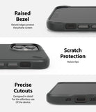 iPhone 12 Mini Case | Onyx - Close-ups of a black phone case highlighting raised bezels, scratch protection, and precise cutouts.
