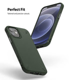 iPhone 12 Mini Case | Onyx - Dark green textured phone case shown from back and front angles with precise cutouts.