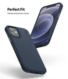 iPhone 12 Mini Case | Onyx - Navy blue protective phone case shown from front and back angles with precise cutouts.