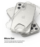 iPhone 12 Pro Max Case | Air + Shoulder Strap - Two clear, glittery iPhone 12 Pro Max cases stacked on a white background.
