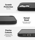 iPhone 12 Pro Max Case | Air-S - Close-ups of a black phone case showing raised camera lips, screen bezels, and port cutouts.