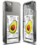 iPhone 12 Pro Max Case | Fusion Design Fruit - iPhone 12 Pro Max Case - Clear phone case featuring a graphic label design of an avocado with nutritional facts.